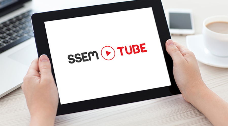 Tablet showing the SsemTube logo